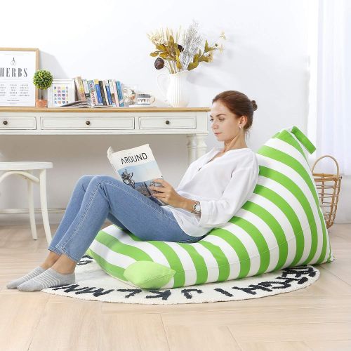  [아마존 핫딜] Aubliss Stuffed Animal Storage Bean Bag Chair Cover for Kids, Girls and Adults, Beanbag Cover Only, 23 Inch Long YKK Zipper, Premium Cotton Canvas, Xmas Gift Ideas(Green Stripe)