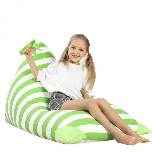  [아마존 핫딜] Aubliss Stuffed Animal Storage Bean Bag Chair Cover for Kids, Girls and Adults, Beanbag Cover Only, 23 Inch Long YKK Zipper, Premium Cotton Canvas, Xmas Gift Ideas(Green Stripe)