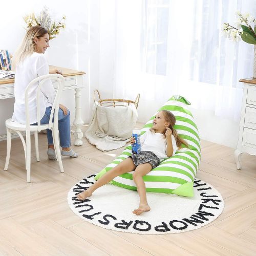  [아마존 핫딜] Aubliss Stuffed Animal Storage Bean Bag Chair Cover for Kids, Girls and Adults, Beanbag Cover Only, 23 Inch Long YKK Zipper, Premium Cotton Canvas, Xmas Gift Ideas(Green Stripe)