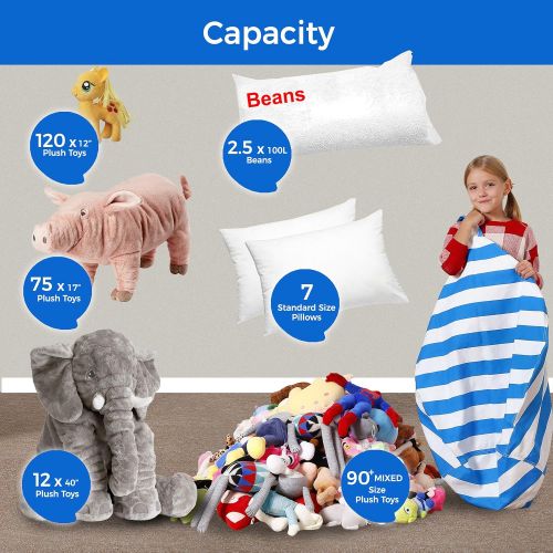  [아마존베스트]Aubliss Stuffed Animal Bean Bag Storage Chair, Beanbag Covers Only for Organizing Plush Toys. Turns into Bean Bag Seat for Kids When Filled. Premium Cotton Canvas. 38 Extra Large B