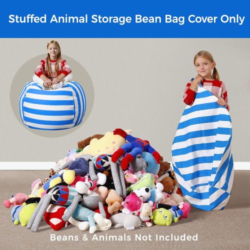  [아마존베스트]Aubliss Stuffed Animal Bean Bag Storage Chair, Beanbag Covers Only for Organizing Plush Toys. Turns into Bean Bag Seat for Kids When Filled. Premium Cotton Canvas. 38 Extra Large B