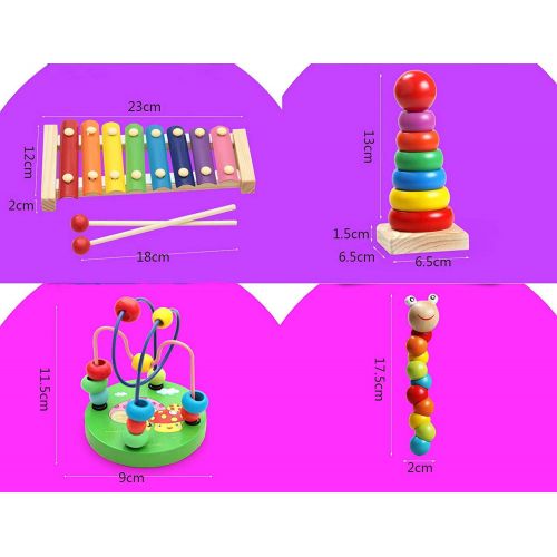  Auchen 1 Sets of Wooden Educational Toys - Preschool Learning First Developmental Toy Birthday Gift for Toddlers Kids Baby Children Boys Girls