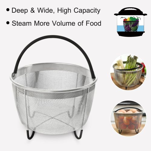  Auchen Steamer Basket for Instant Pot Accessories 6qt or 8qt - AUCHEN Stainless Steel Steam Insert with Premium Silicone Handle for Electric Pressure Cookers  Suitable for Vegetables, Eg