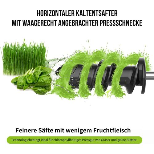  AUCMA AMR599 Slow Juicer Entsafter Saftpresse 2 in 1 Multi Juicer mit Zitruspresse fuer Obst Gemuese 2 Geschwindigkeitsstufen Edelstahl/Schwarz