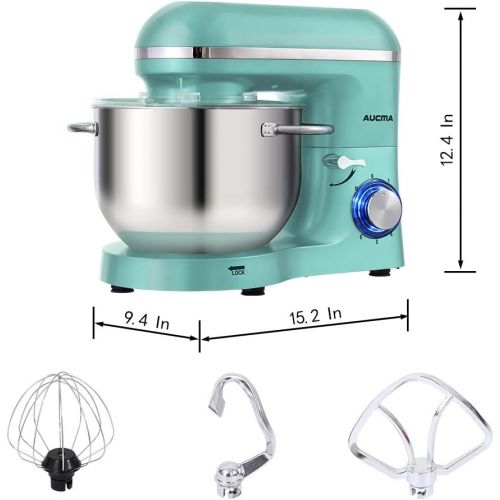  Aucma Stand Mixer,6.5-QT 660W 6-Speed Tilt-Head Food Mixer, Kitchen Electric Mixer with Dough Hook, Wire Whip & Beater (6.5QT, Blue)