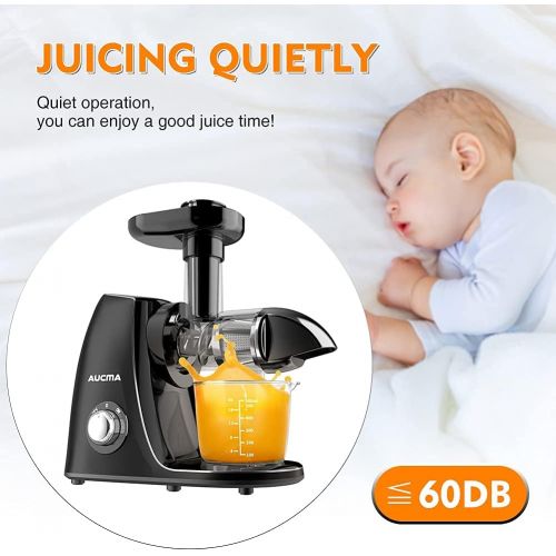  Aucma Juicer Machine,Slow Juicer Extractor,Cold Press Juicer with Quiet Motor and Reverse Function,Masticating Juicer Machine with Brush Recipes,for High Nutrient Fruit Vegetable J