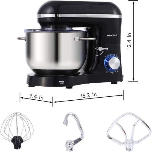 [아마존베스트]Aucma Stand Mixer,6.5-QT 660W 6-Speed Tilt-Head Food Mixer, Kitchen Electric Mixer with Dough Hook, Wire Whip & Beater (6.5QT, Black)