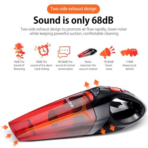  Audew Car Vacuum Cleaner -5500PA High Power Hand Vac - Portable Handheld Vacuum Cleaner - Wet Dry Car Vacuum with LED Light for Car Quick Cleaning