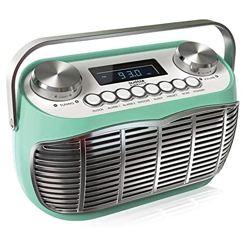  Audible Fidelity AM FM Portable Radio, Battery Operated or AC Powered Retro Portable Radios with Best Reception, Vintage Clock Radio with Dual Alarms, Plug in Wall Transistor Radio, Shortwave AM/FM