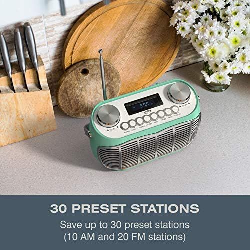  Audible Fidelity AM FM Portable Radio, Battery Operated or AC Powered Retro Portable Radios with Best Reception, Vintage Clock Radio with Dual Alarms, Plug in Wall Transistor Radio, Shortwave AM/FM