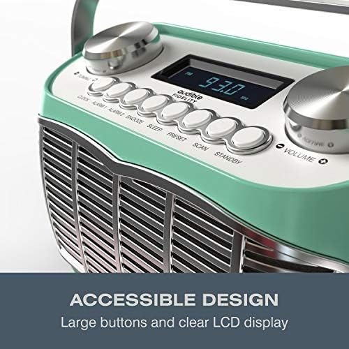  Audible Fidelity AM FM Portable Radio, Battery Operated or AC Powered Retro Portable Radios with Best Reception, Vintage Clock Radio with Dual Alarms, Plug in Wall Transistor Radio, Shortwave AM/FM