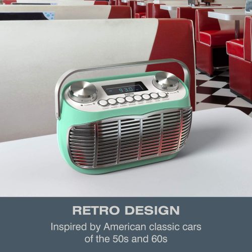  Audible Fidelity AM FM Portable Radio, Battery Operated or AC Powered Retro Portable Radios with Best Reception, Vintage Clock Radio with Dual Alarms, Plug in Wall Transistor Radio, Shortwave AM/FM