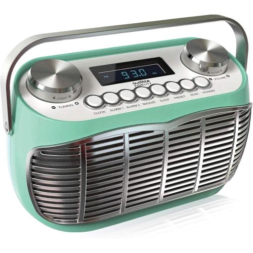  Audible Fidelity AM FM Portable Radio, Battery Operated or AC Powered Retro Portable Radios with Best Reception, Vintage Clock Radio with Dual Alarms, Plug in Wall Transistor Radio, Shortwave AM/FM