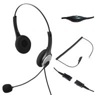 Audicom Binaural Call Center Telephone RJ Headset Noise Cancelling Headphone with Mic and Quick Disconnect for Avaya 1608 9650 and Cisco 7902 7912 IP Phones
