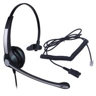 Audicom Wired Call Center Hands-free Headset Headphone Noice Cancelling Microphone + Quick Disconnect for Avaya Nortel Nt Yealink Ge Emerson Viop POE Office Desktop Telephone Ip Ph