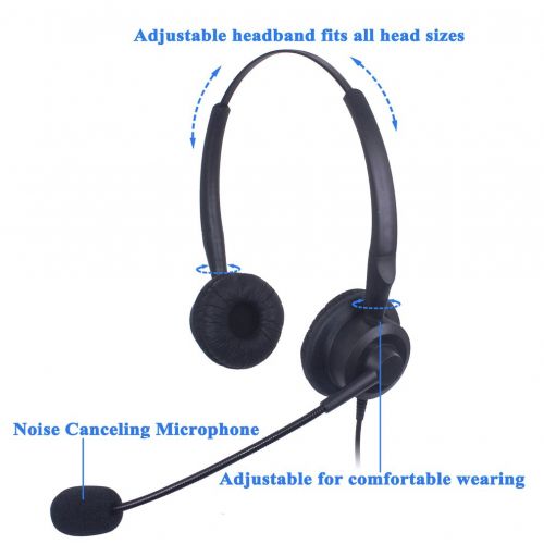  Audicom H201STAC Corded Office Telephone RJ Headset with flexible Noise Canceling Mic for Aastra Shoretel Cisco E20 Polycom 335 VVX400 Digium D40 D70 Altigen 500 720 Comdial & Star