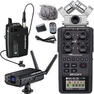 Audio-Technica ATW-1701L Camera Mount Wireless Lapel Microphone System with Zoom H6 Portable Recorder and Accessorries