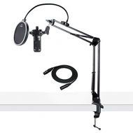 Audio-Technica AT2035 Cardioid Studio Condenser Microphone with XLR Cable Knox Studio Stand and Pop Filter
