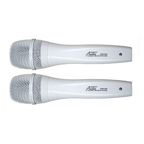  Audio2000S S1069X2 2-Pack White Professional Unidirectional Dynamic Microphones with Built-in Acoustic Pop Filters, Rugged Construction, and Steel Mesh Grills