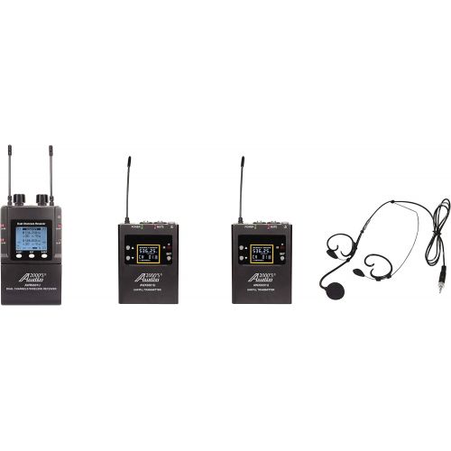  Audio2000S AWM6601U Mobile Dual Headset Mic/Lapel Mic/Guitar Line Wireless System for Reporter, DSLR Camera, YouTube, Podcast, Video Recording, Vlogging, Interview, Live Sound, Gui