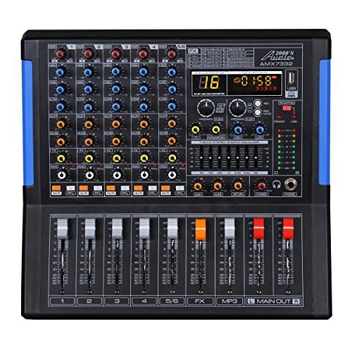  Audio 2000S Audio 2000s AMX7332UBT 6-Channel Audio Mixer with USB, Bluetooth and DSP Sound Effects