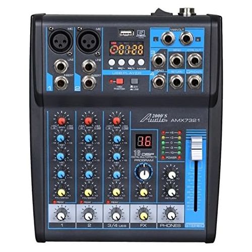  Audio 2000S Audio2000S AMX7313 Professional Eight-Channel Audio Mixer with USB and DSP Processor