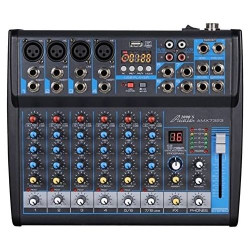  Audio 2000S Audio2000S AMX7313 Professional Eight-Channel Audio Mixer with USB and DSP Processor