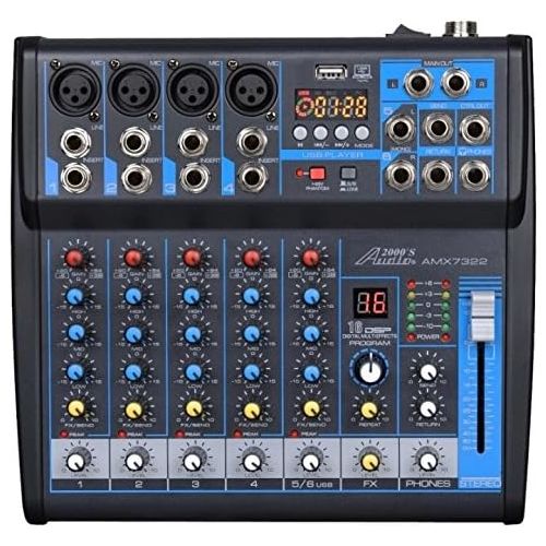  Audio 2000S Audio2000S AMX7313 Professional Eight-Channel Audio Mixer with USB and DSP Processor