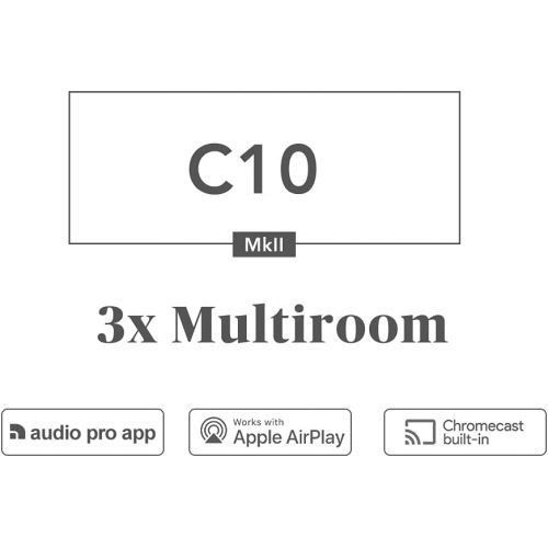  Audio Pro Addon C10 MkII - Compact High Fidelity WiFi Wireless Bluetooth Multi-Room Speaker - AirPlay 2, Google Cast, Spotify Connect Compatible Black