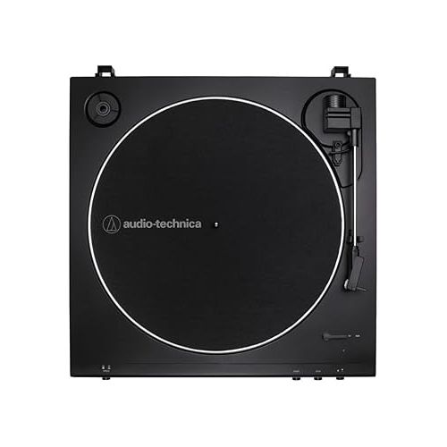 오디오테크니카 Audio-Technica AT-LP60X-BK Fully Automatic Belt-Drive Stereo Turntable, Black, Hi-Fi, 2 Speed, Dust Cover, Anti-Resonance, Die-Cast Aluminum Platter