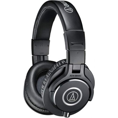 오디오테크니카 Audio-Technica ATH-M40x Professional Studio Monitor Headphone, Black, with Cutting Edge Engineering, 90 Degree Swiveling Earcups, Pro-grade Earpads/Headband, Detachable Cables Included