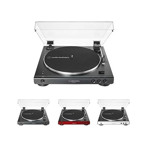 오디오테크니카 Audio-Technica AT-LP60XBT-BK Fully Automatic Bluetooth Belt-Drive Stereo Turntable, Black, Hi-Fi, 2 Speed, Dust Cover, Anti-Resonance, Die-cast Aluminum Platter