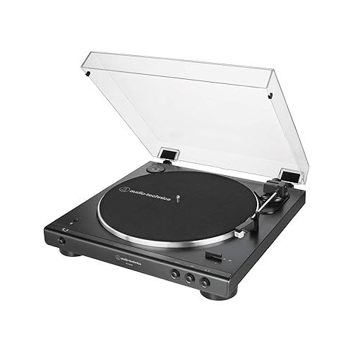 오디오테크니카 Audio-Technica AT-LP60XBT-BK Fully Automatic Bluetooth Belt-Drive Stereo Turntable, Black, Hi-Fi, 2 Speed, Dust Cover, Anti-Resonance, Die-cast Aluminum Platter