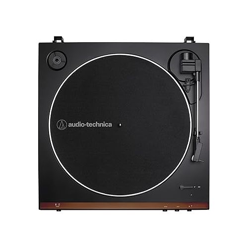 오디오테크니카 Audio-Technica At-LP60X-BW Fully Automatic Belt-Drive Stereo Turntable, Hi-Fi, 2 Speed, Dust Cover, Anti-Resonance, Die-Cast Aluminum Platter Brown