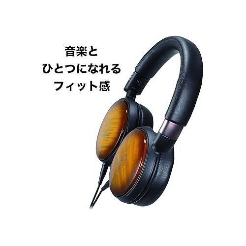 오디오테크니카 Audio-Technica ATH-WP900 Over-Ear High-Resolution Headphones, Flame Maple/Black, Adjustable