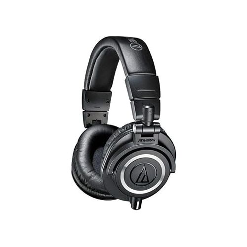 오디오테크니카 Audio-Technica ATH-M50x Professional Monitor Headphones + Slappa Full Sized HardBody PRO Headphone Case (SL-HP-07)