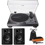 Audio Technica AT-LP120XBT-USB-BK Bluetooth Wireless Direct-Drive USB Turntable Bundle with M-Audio BX3BT 3.5-Inch 120W Bluetooth Studio Monitors and Cleaning Kit (3 items)