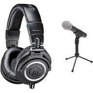 Audio-Technica ATH-M50X Professional Studio Monitor Headphones, Black, Professional Grade & Samson Technologies Q2U USB/XLR Dynamic Microphone Recording and Podcasting Pack