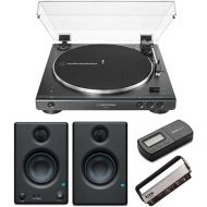 Audio-Technica AT-LP60XBT Bluetooth Stereo Turntable (Black) Bundle with Eris E3.5 Bluetooth Monitors with Acoustic Tuning (Pair), Digital Turntable Stylus Scale and Record Brush (4 Items)