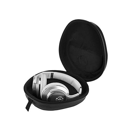 오디오테크니카 Audio-Technica ATH-M50x Professional Studio Monitor Headphones | Black Bundle with Full Sized Hard Body Headphone Case and Microfiber Cleaning Cloth (3 Items)