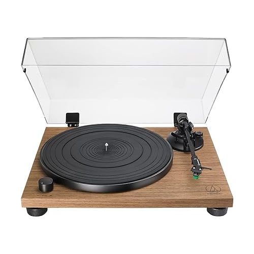 오디오테크니카 Audio-Technica AT-LPW40WN Fully Manual Belt-Drive Turntable with Studio Monitors and Vinyl Record Care System Bundle (4 Items)