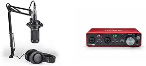 Audio-Technica AT2035PK Vocal Microphone Pack, Black & Focusrite Scarlett 2i2 (3rd Gen) USB Audio Interface with Pro Tools | First