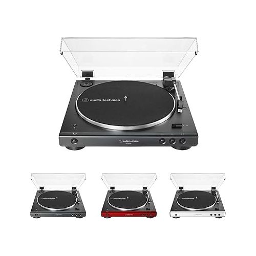 오디오테크니카 Audio-Technica AT-LP60XBT Fully Automatic Bluetooth Belt-Drive Stereo Turntable with Dust Cover, Die-cast Aluminum Platter Bundle with 3-Inch Powered Bluetooth Studio 20W Monitors Pair (2 Items)