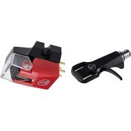 Audio-Technica VM540ML MicroLine Dual Moving Magnet Stereo Turntable Cartridge Red AT-HS6BK Universal Turntable Headshell, Black