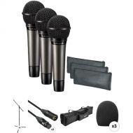 Audio-Technica ATM510 3-Person Value Kit with Microphones, Stands, Cables, Windscreens & Bag