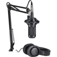 Audio-Technica AT2035PK Studio Condenser Microphone Pack with ATH-M20x Headphones and Cabled Boom Arm