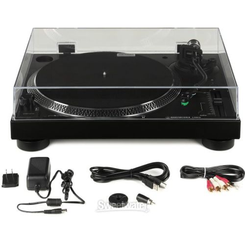 오디오테크니카 Audio-Technica AT-LP120XBT-USB Wireless Direct Drive Turntable with Bluetooth, USB, and Speaker - Black