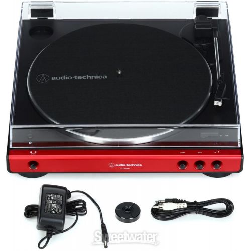오디오테크니카 Audio-Technica AT-LP60XBT Wireless Belt-Drive Turntable with Bluetooth and Headphones - Red