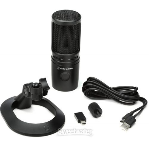 오디오테크니카 Audio-Technica AT2020USB-X Cardioid Condenser USB Microphone Podcast Bundle