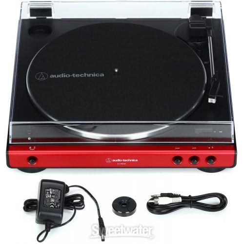 오디오테크니카 Audio-Technica AT-LP60XBT Red Wireless Belt-Drive Turntable with Bluetooth and 4.5